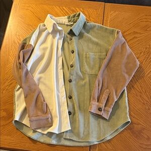Blu Pepper Colorblock Corduroy Button Down Shirt